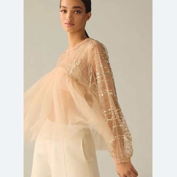 Brand New FOREVER THAT GIRL EMBELLISHED SHEER TOP - Picture 4 of 16